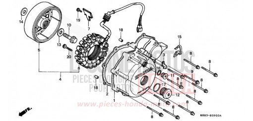 LEFT CRANKCASE COVER/ GENERATOR XRV650J de 1988